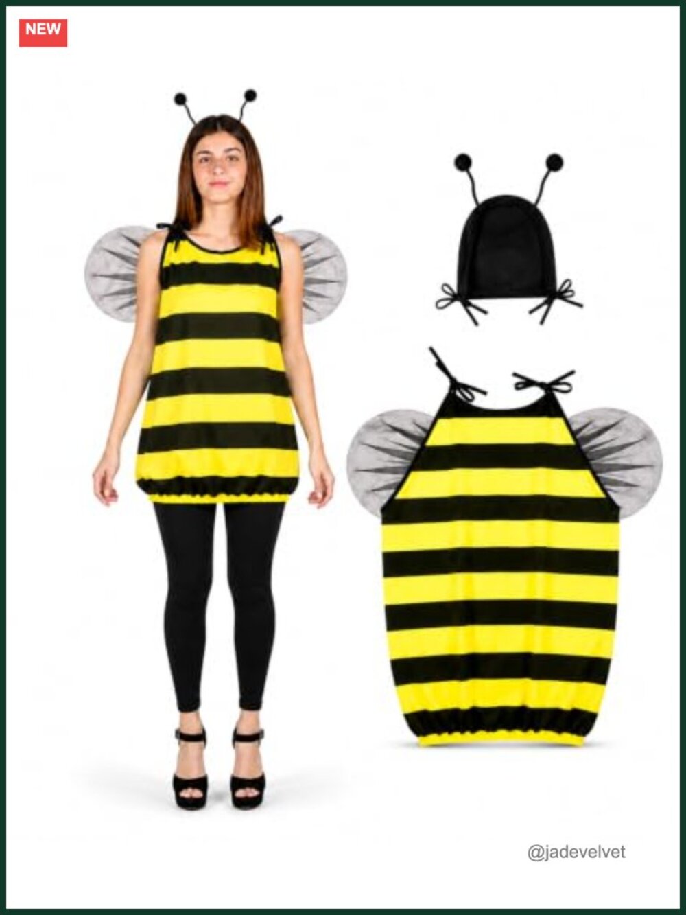 Bumble Bee Halloween Costume Set Wings Antenna Headband Cosplay Dress Up